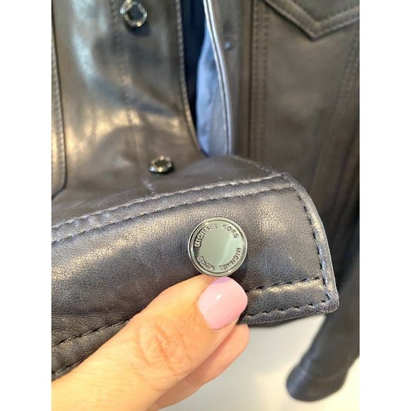 New Michael Kors MK Dark Blue Real Lamb Leather - Picture 3 of 9
